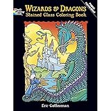 DOVER PUBLICATIONS Stained Glass Color Book Wizards And Dragons (427706)