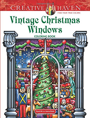 Book Cover Creative Haven Vintage Christmas Windows Coloring Book (Adult Coloring)
