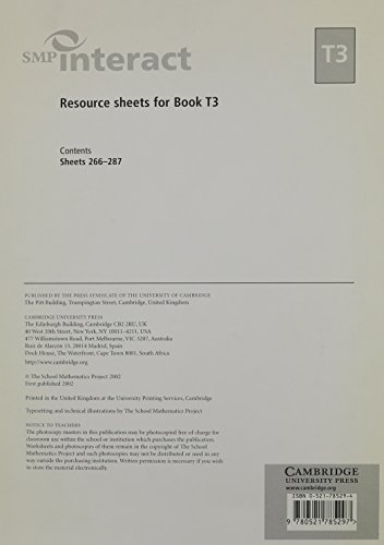 SMP Interact Resource Sheets for Book T3 Copymasters (SMP Interact Key Stage 3)