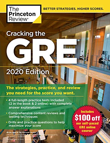 Book Cover Cracking the GRE with 4 Practice Tests, 2020 Edition (Graduate Test Prep)
