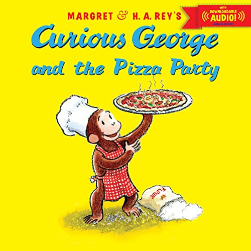 Book Cover Curious George and the Pizza Party with downloadable audio