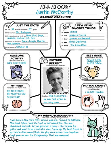 Book Cover Graphic Organizer Posters: All-About-Me Web: 30 Fill-in Personal Posters for Students to Display with Pride