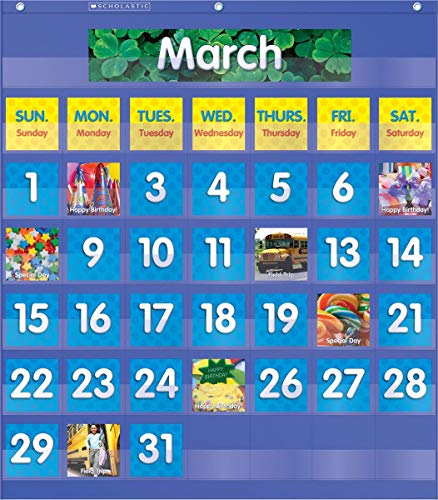Book Cover Monthly Calendar Pocket Chart