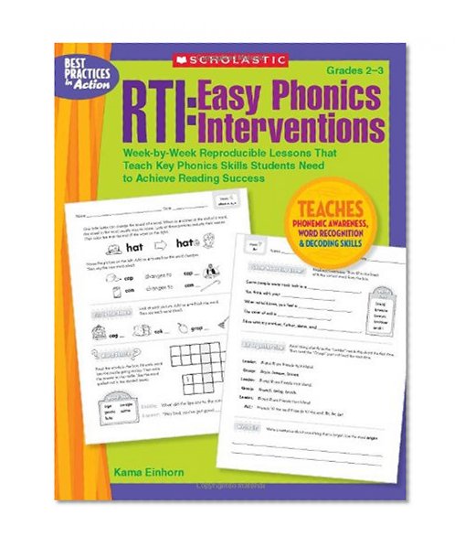 Book Cover RTI: Easy Phonics Interventions: Week-by-Week Reproducible Lessons That Teach Key Phonics Skills Students Need to Achieve Reading Success