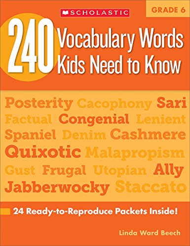 Book Cover 240 Vocabulary Words Kids Need to Know: Grade 6: 24 Ready-to-Reproduce Packets Inside!