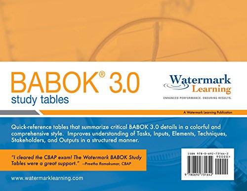 Book Cover BABOK 3.0 Study Tables