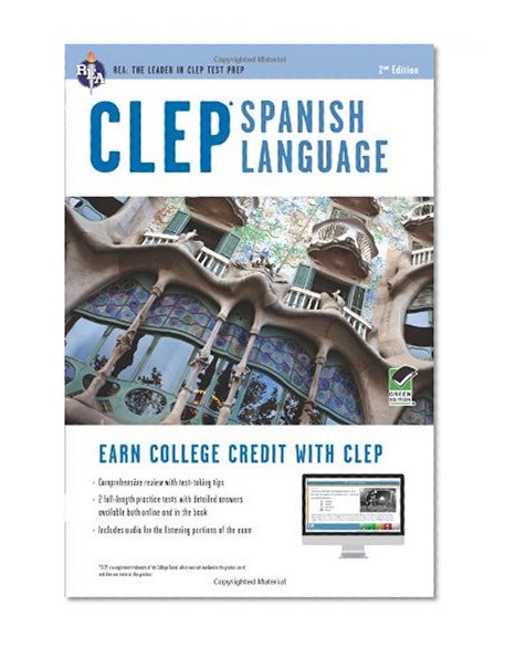 Book Cover CLEP® Spanish Language Book + Online (CLEP Test Preparation) (English and Spanish Edition)