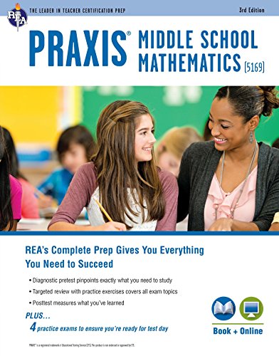 Book Cover PRAXIS II Middle School Mathematics (5169) Book + Online (PRAXIS Teacher Certification Test Prep)