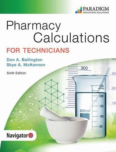 Book Cover Pharmacy Calculations for Technicians