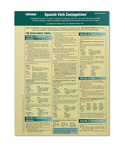 Book Cover Spanish Verbs Conjugation Card (Foreign Language Verb Conjugation Cards)