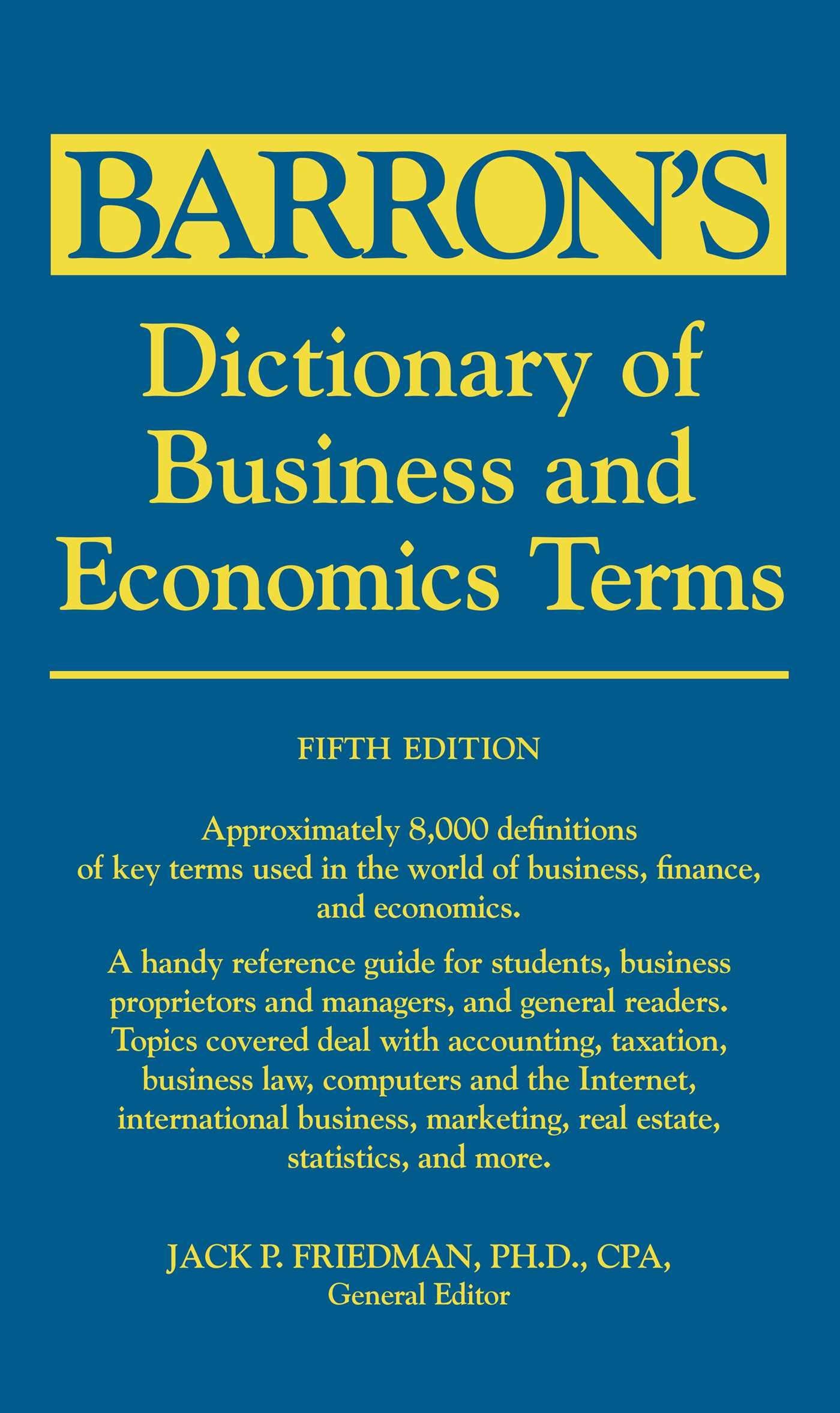 Book Cover Dictionary of Business and Economics Terms (Barron's Business Dictionaries)
