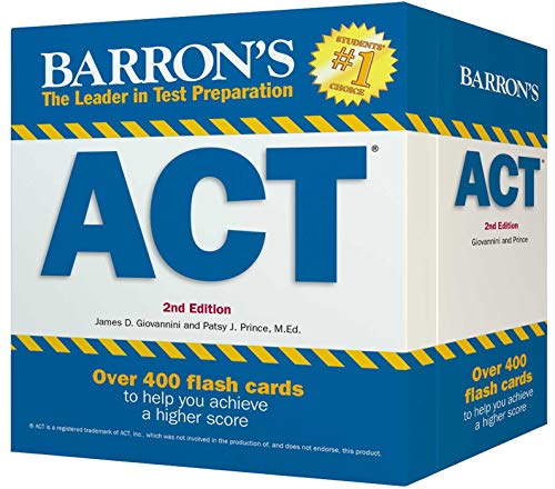 Book Cover Barron's ACT Flash Cards, 2nd Edition: 410 Flash Cards to Help You Achieve a Higher Score (Barron's Test Prep)