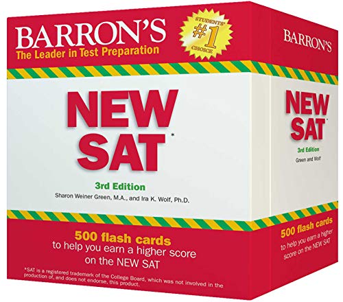 Book Cover Barron's NEW SAT Flash Cards, 3rd Edition: 500 Flash Cards to Help You Achieve a Higher Score (Barron's Test Prep)