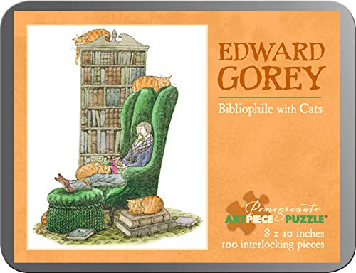 Book Cover Pomegranate Edward Gorey - Bibliophile with Cats: 100 Piece Puzzle