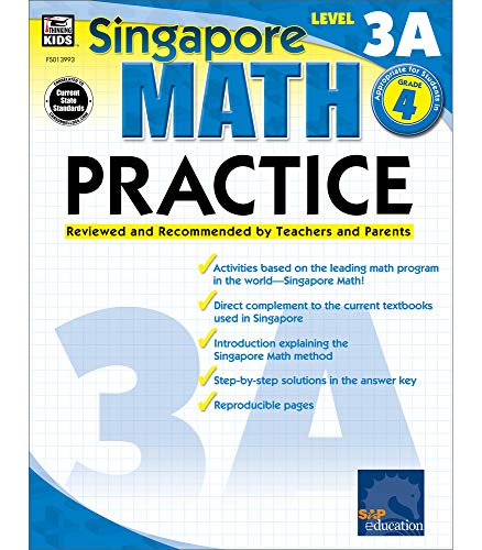 Book Cover Singapore Math â€“ Level 3A Math Practice Workbook for 4th Grade, Paperback, Ages 9â€“10 with Answer Key