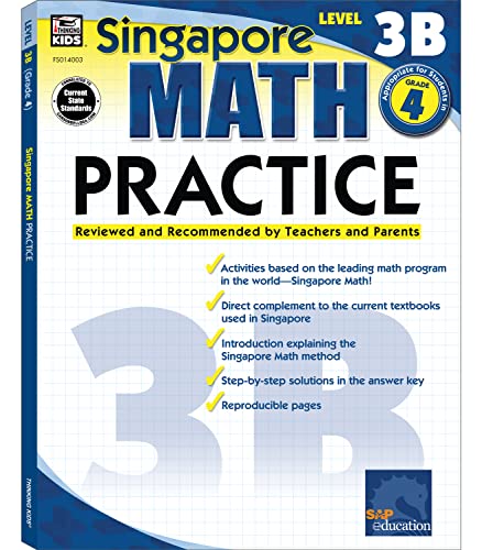 Book Cover Singapore Math – Level 3B Math Practice Workbook for 4th Grade, Paperback, Ages 9–10 with Answer Key