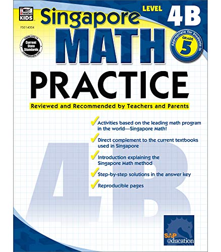 Book Cover Singapore Math â€“ Level 4B Math Practice Workbook for 5th Grade, Paperback, Ages 10â€“11 with Answer Key