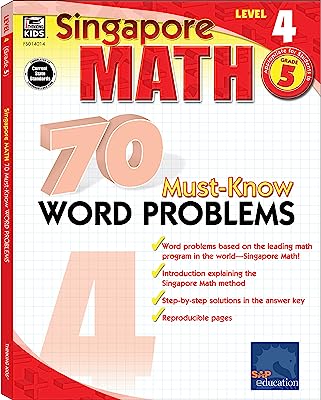 Book Cover Singapore Math – 70 Must-Know Word Problems Workbook for 5th Grade Math, Paperback, Ages 10–11 with Answer Key