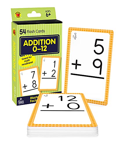 Book Cover Carson Dellosa Addition 0-12 Flash Cardsâ€”Grades 1-3, Addition Facts With Numbers 0-12, 100 Math Problems, Double-Sided Cards, Math Facts for Ages 6+ (54 pc)