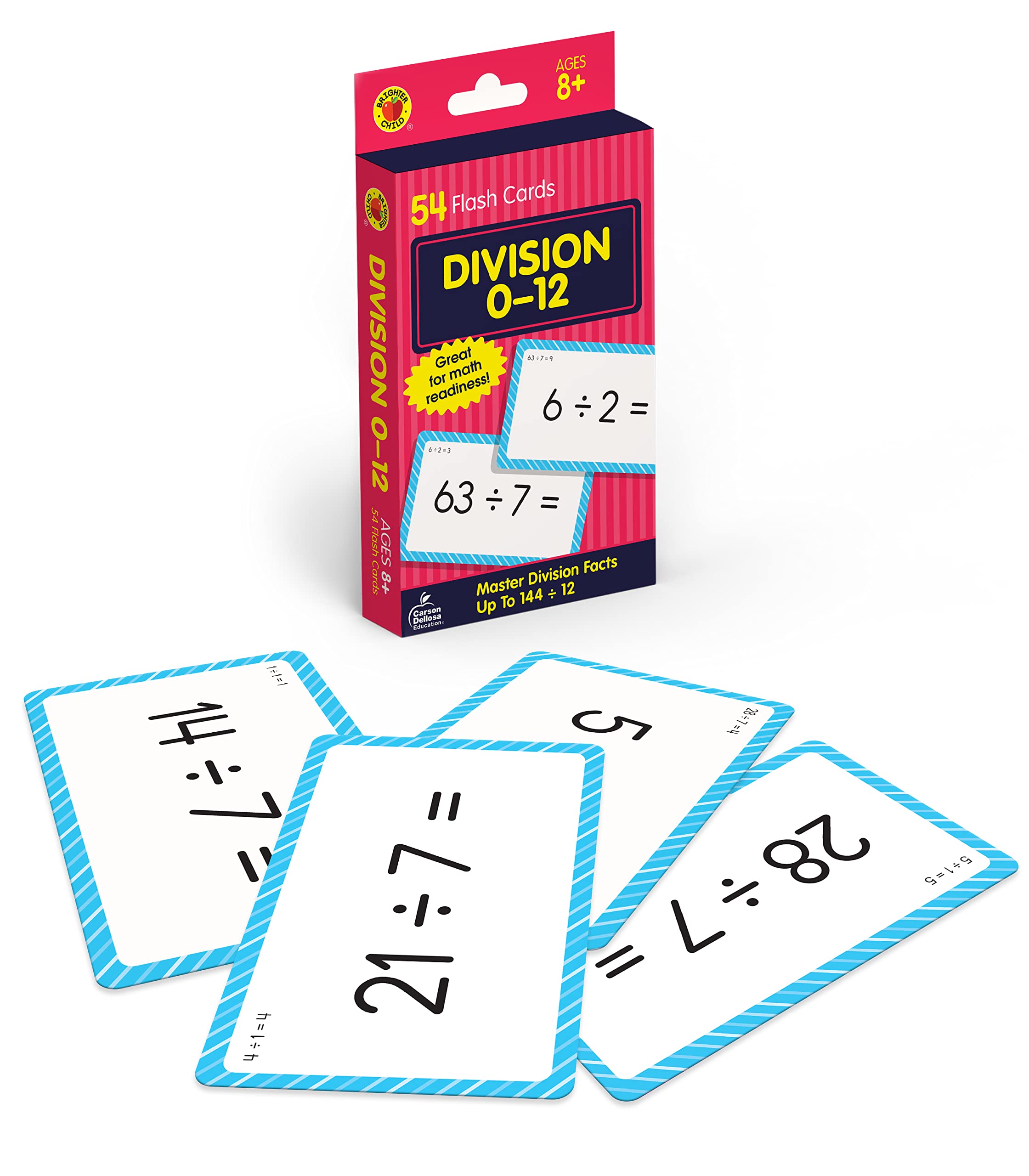 Book Cover Carson Dellosa Division Flash Cards for Kids Ages 8+, Division Flash Cards with Numbers 0-12 for 3rd Grade, 4th Grade, 5th Grade, Math Flash Cards Division