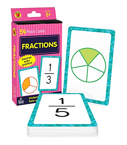 Book Cover Carson Dellosa Fractions Flash Cards, Double Sided Math Flash Cards With Fraction Facts from Whole Number to Ninths, 3rd Grade Math and Up, Math Game for Kids Ages 8+