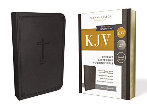 KJV, Reference Bible, Compact, Larger Print, Leathersoft, Black, Red Letter Edition, Comfort Print, 8-point print size