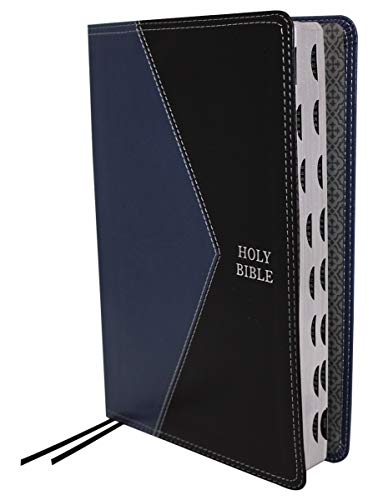 Book Cover KJV, Thinline Bible, Large Print, Leathersoft, Blue/Black, Thumb Indexed, Red Letter Edition, Comfort Print: Holy Bible, King James Version