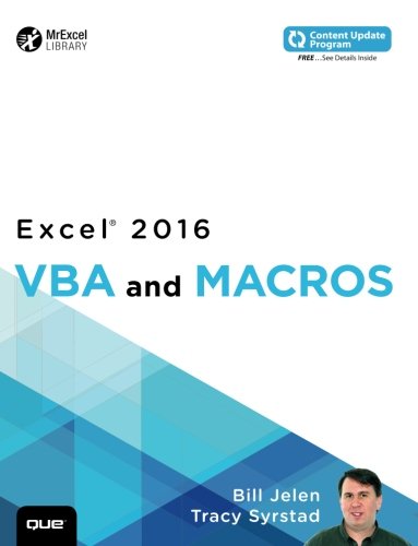 Book Cover Excel 2016 VBA and Macros (includes Content Update Program) (MrExcel Library)
