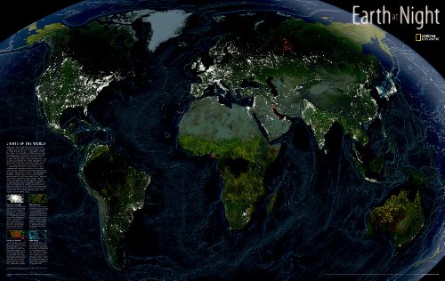 Earth at Night [Tubed] (National Geographic: Reference Map) (Reference - World)