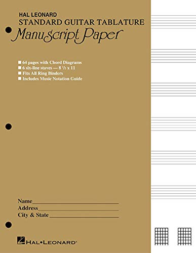 Book Cover Guitar Tablature Manuscript Paper - Standard