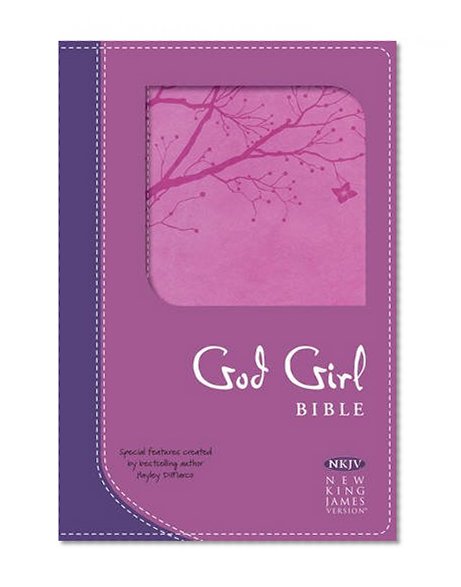 NKJV God Girl Bible, Pretty Purple/Berry Pink Duravella, Tree Design Duravella