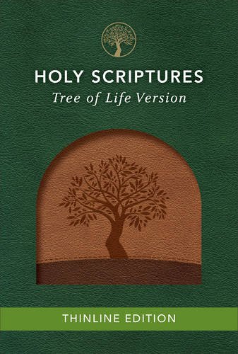 Book Cover TLV Thinline Bible, Holy Scriptures, Walnut/Brown, Tree Design Duravella