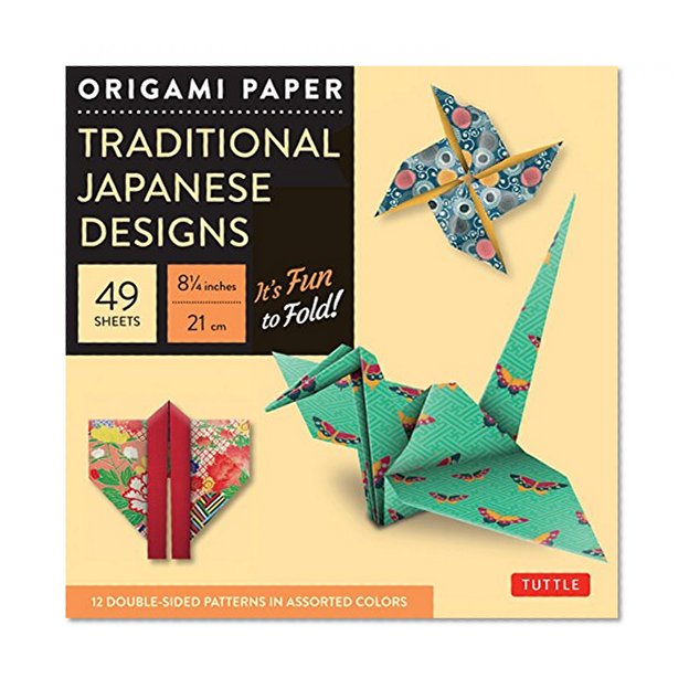 Origami Paper - Traditional Japanese Designs - Large 8 1/4": - 49 Sheets (Tuttle Origami Paper)