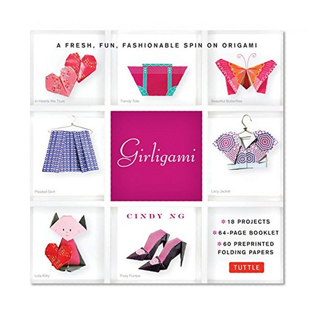 Girligami Kit: A Fresh, Fun, Fashionable Spin on Origami: Origami for Girls Kit with Origami Book, 60 High-Quality Origami Papers: Great for Kids!