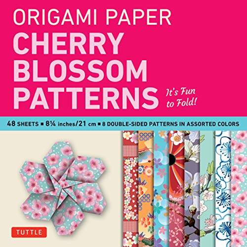 Origami Paper- Cherry Blossom Patterns Large 8 1/4" 48 sh: Tuttle Origami Paper: High-Quality Double-Sided Origami Sheets Printed with 8 Different Patterns (Instructions for 5 Projects Included)