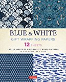 Blue & White Gift Wrapping Papers: 12 Sheets of 18 x 24 inch Wrapping Paper