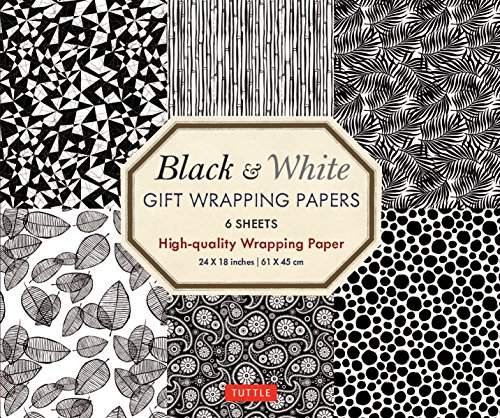 Black & White Gift Wrapping Papers 6 sheets: High-Quality 24 x 18 inch (61 x 45 cm) Wrapping Paper