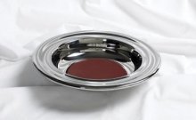 Offering Plate: Silver/Red: Stainless Steel