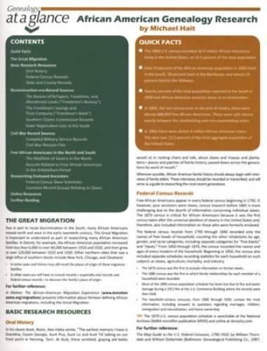 Genealogy at a Glance: African American Genealogy Research