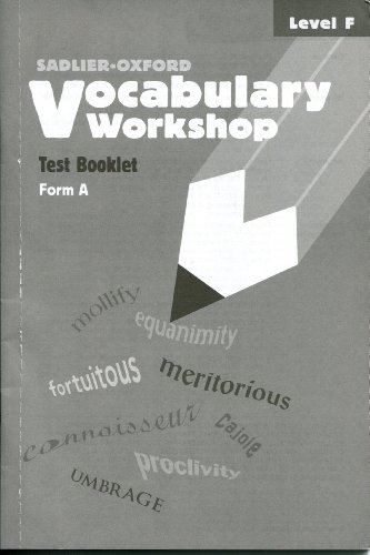 Vocabulary Workshop: Test Booklet, Level F, Form A