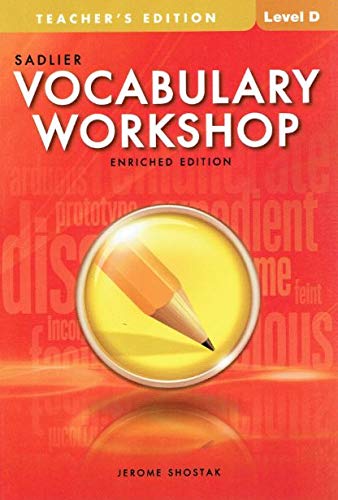 Book Cover Sadlier Vocabulary Workshop Level D, Teacher's Edition, Enriched Edition, 9780821580295, 0821580299, 2012