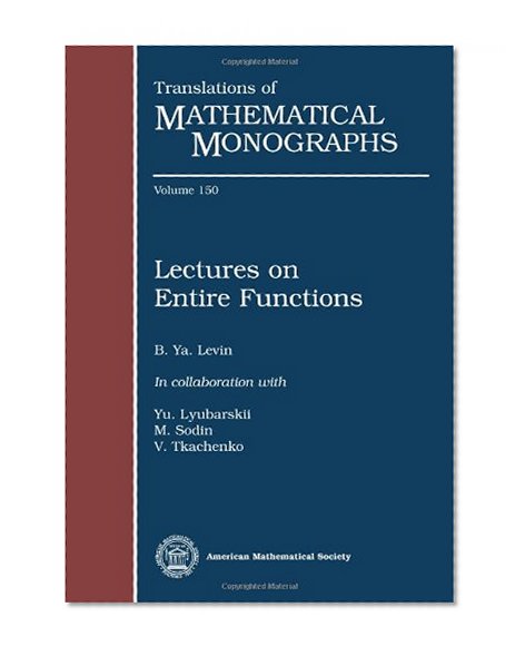 Lectures on entire functions (Translations of Mathematical Monographs)