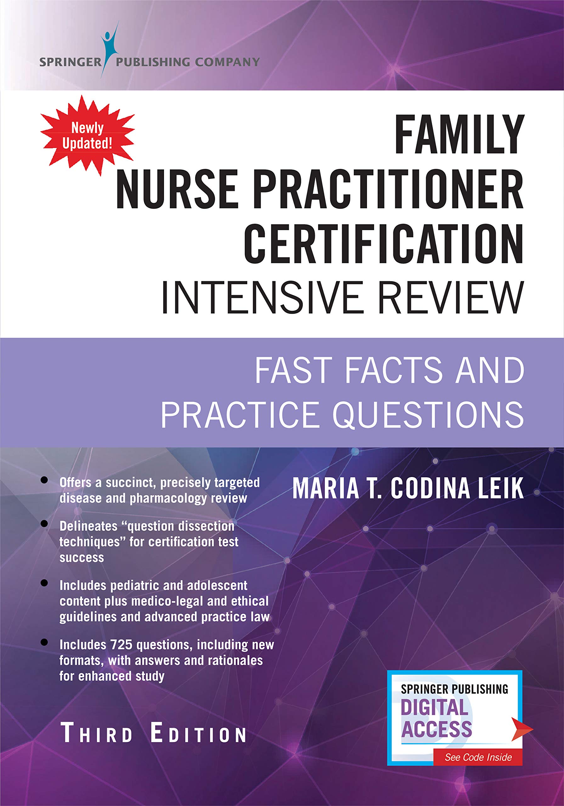 Book Cover Family Nurse Practitioner Certification Intensive Review, Third Edition: Fast Facts and Practice Questions - Book and Free App – Highly Rated FNP Exam Review Book
