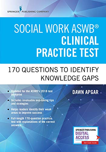 Book Cover Social Work ASWB Clinical Practice Test: 170 Questions to Identify Knowledge Gaps (Book + Digital Access)