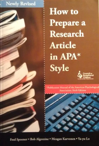 Book Cover How to Prepare a Research Article in Apa Style