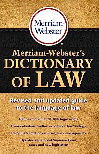 Book Cover Merriam-Webster's Dictionary of Law, Newest Edition, Trade Paperback