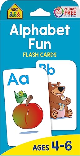 Book Cover School Zone - Alphabet Fun Flash Cards - Ages 4 to 6, Preschool to Kindergarten, ABCs, Uppercase and Lowercase Letters, Spelling, and More