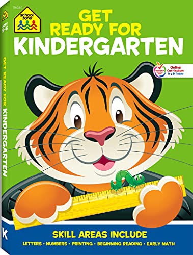 Book Cover School Zone - Get Ready for Kindergarten Workbook - 256 Pages, Ages 5 to 6, Alphabet, ABCs, Letters, Tracing, Printing, Numbers 0-20, Early Math, Shapes, Patterns, Comparing, and More
