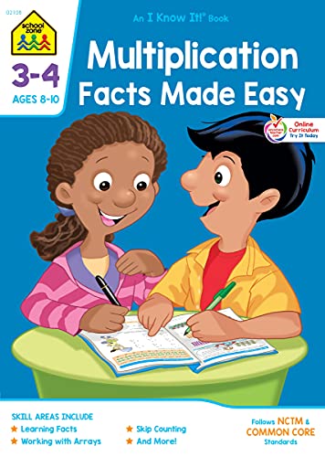 Book Cover School Zone - Multiplication Facts Made Easy Workbook - 32 Pages, Ages 8 to 10, 3rd Grade, 4th Grade, Multiplication Tables, Factors, Common Core, and More (School Zone I Know It!Â® Workbook Series)