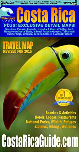 Book Cover Waterproof Travel Map Of Costa Rica